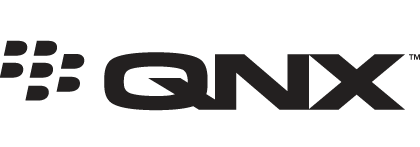 QNX Logo in Schwarz-Weiß, repräsentiert das Echtzeitbetriebssystem QNX